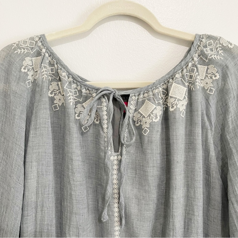 NWT Vince Camuto Embroidered Floral Chambray Dress Zen Bloom XL - Picture 4 of 8